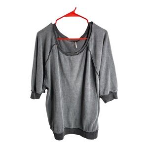 Free People Women’s Gray Short Sleeve Oversized Sweatshirt Size XS